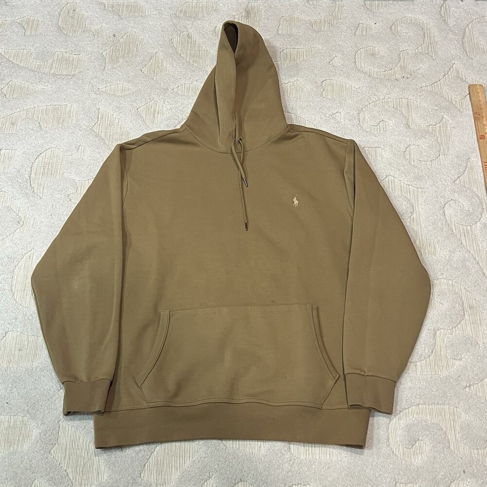 Polo Ralph Lauren Men's Double-Knit Pullover Hoodie Beige Pony Logo Size XLT